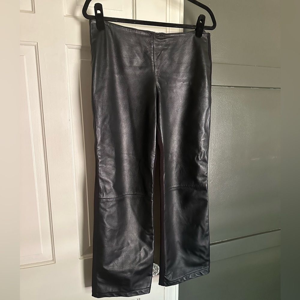 Vintage 100% Genuine Leather Pants Low Rise Pull On Fall Edgy Moto Y2K Size 10